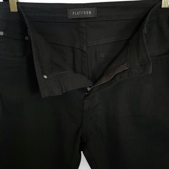 Platform Men’s Jeans 36/30 Modern Classic Slim Stretch Black Denim Ripped Knees - Picture 4 of 11